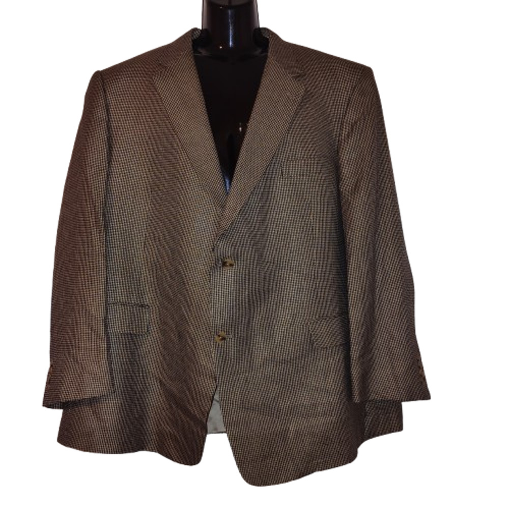 Men’s Brown Black Houndstooth Blazer Classic Fit Size 44 BG16